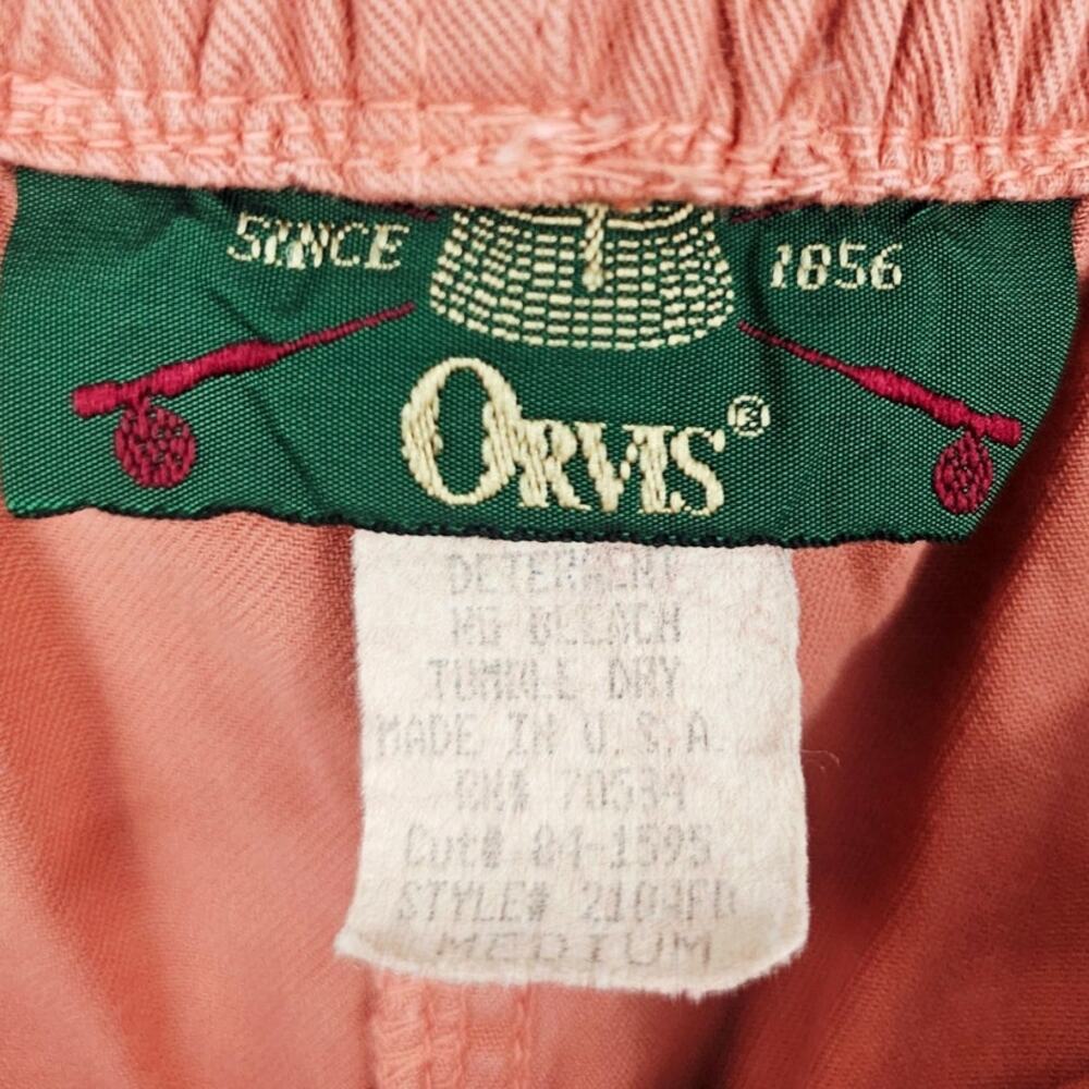 Vintage 90's Orvis Cotton Tapered Pant Salmon Pink Elastic Waist Women's M 3769 - Picture 3 of 8
